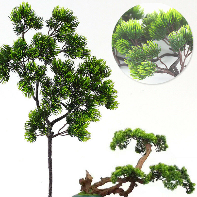 Bonsai Garden Sushi - 42cm Kunstplant Pijnboomtak Groene Bladeren Nepplanten